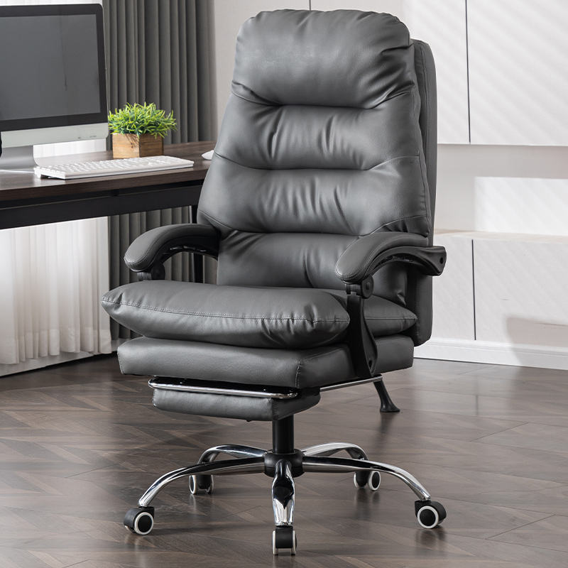 Factory Modern Design Executive Office Chair Grey Luxury Boss Room Ergonomic Swivel Pu Leather Office Chair